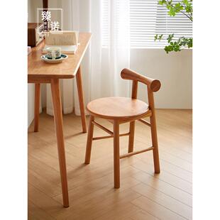 蝴蝶小凳实木小凳子家用樱桃木带靠背梳妆凳化妆凳圆凳椅子高脚凳
