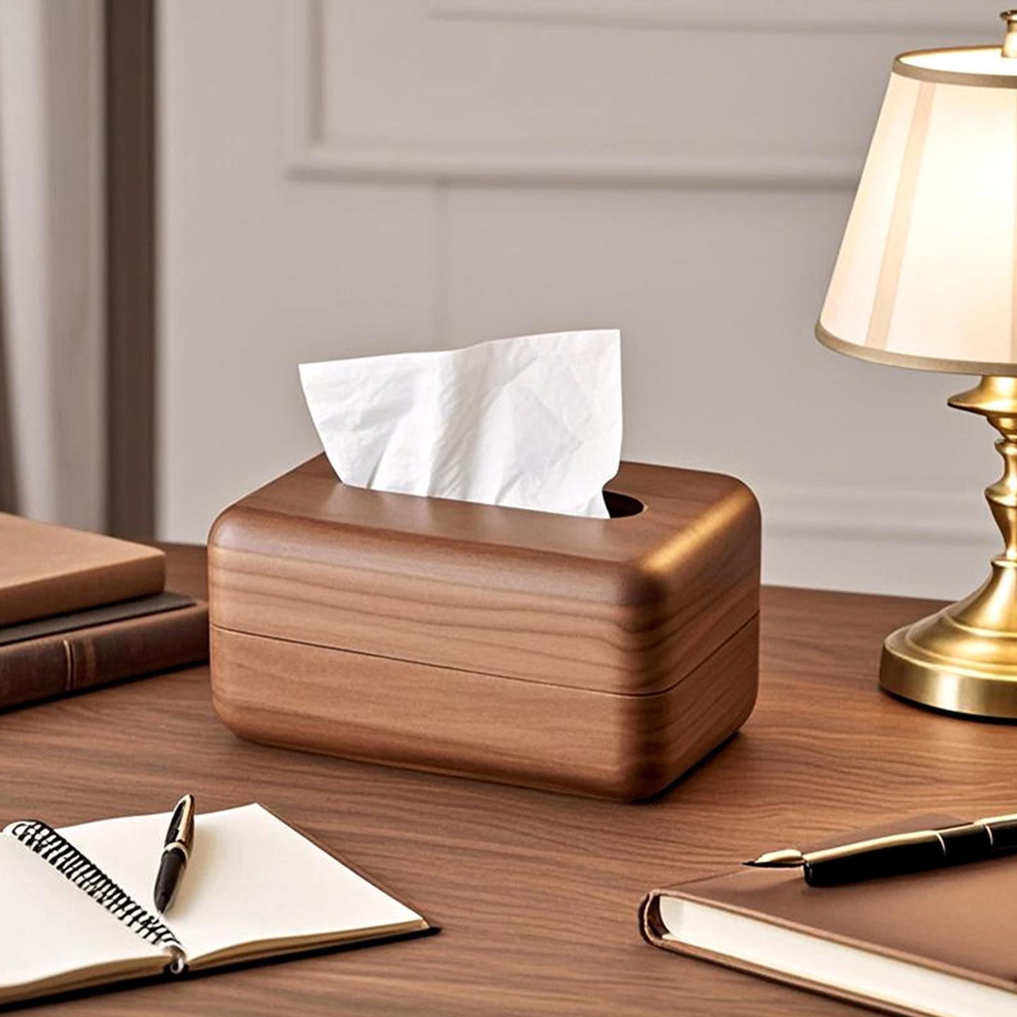 实木卫生纸盒家用客厅创意纸巾盒中式桌面简约轻奢高级感弹簧收纳