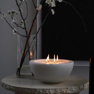 莉莉白蜡烛碗果盘天然大理石大号装饰品摆件客厅小众高级生日礼物