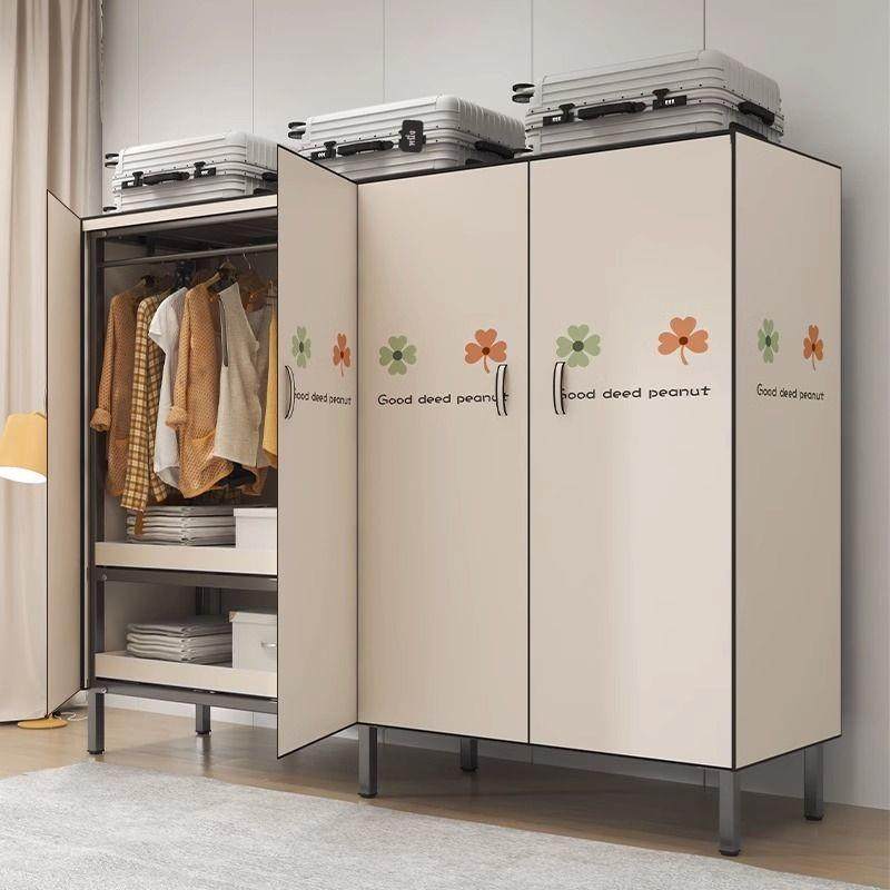 折叠免安装简易布衣柜家用卧室加粗加厚全钢架出租房衣橱结实耐用