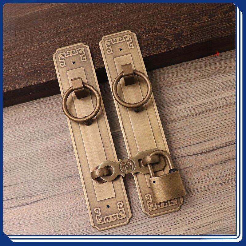 门锁插销中国古色古香纯铜门闩扣柜门拉手全铜老式木门挂锁