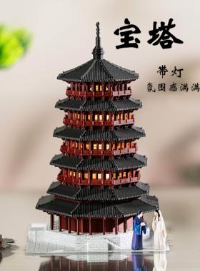 微景观中式宝塔景观造景假山凉亭模型水陆鱼缸盆景古建筑摆件