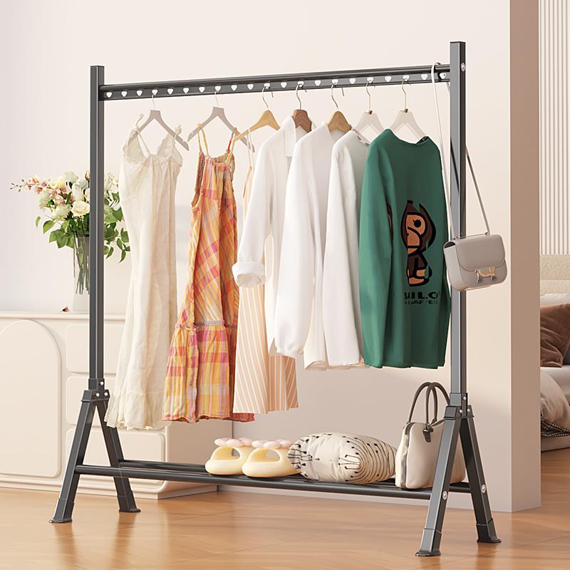 单杆晾衣架落地家用阳台晾衣杆室内挂衣服晒衣架晒被子神器衣帽架