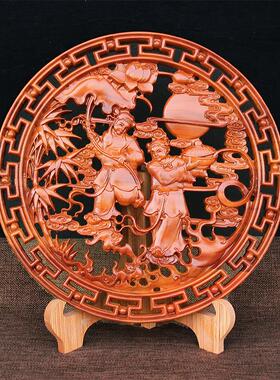 桃木和合挂饰摆件图挂件福字中国结家居客厅玄关礼品挂画木雕摆设