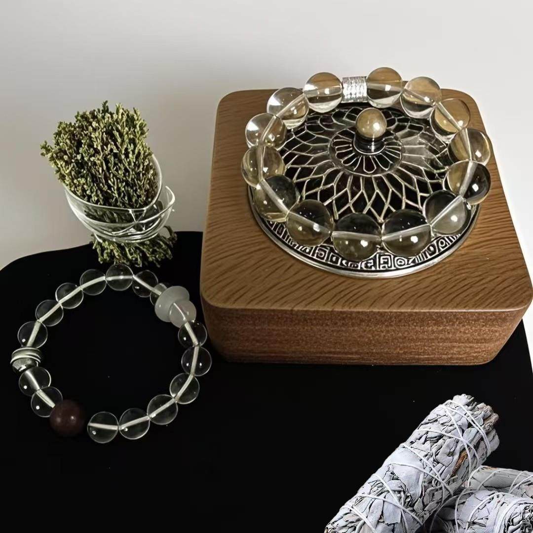 白鼠尾草熏香炉水晶手串手炼消磁净化清洁空间南美胡桃木香盒香炉,家居饰品,香薰炉,淘宝优惠券,粉丝福利购,淘宝优惠卷