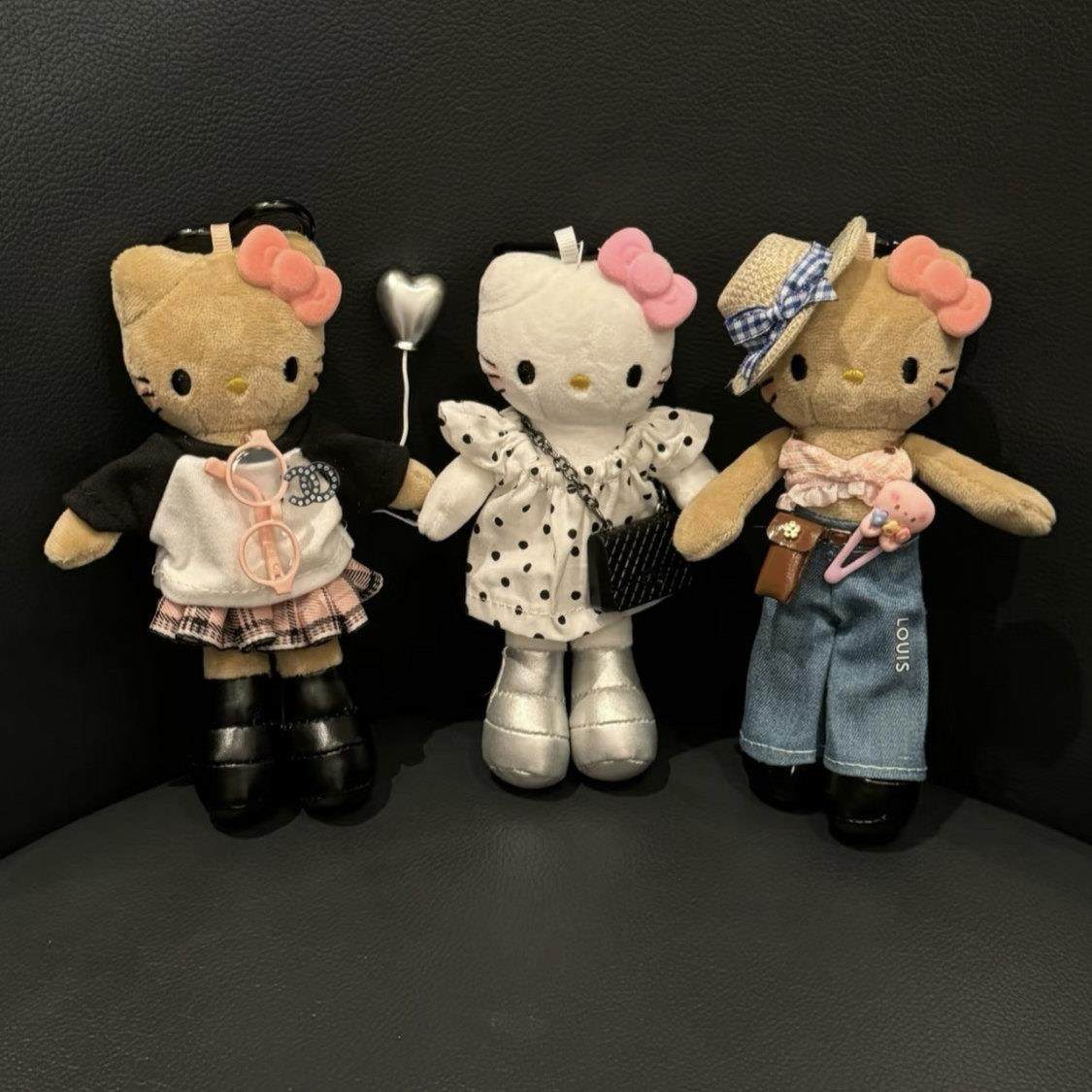 手作可爱长腿kitty辣妹波点裙kt包包挂件钥匙扣汽车挂件送闺蜜礼