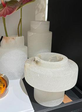 轻奢高档云石花瓶摆件样板间售楼部家居大理石洞石玉石插花器装饰