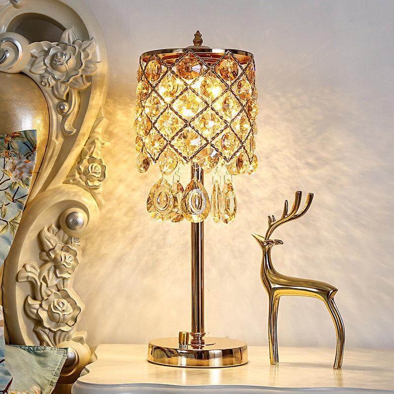 水晶台灯卧室床头灯轻奢高级感简约现代创意触摸结婚床头柜灯具