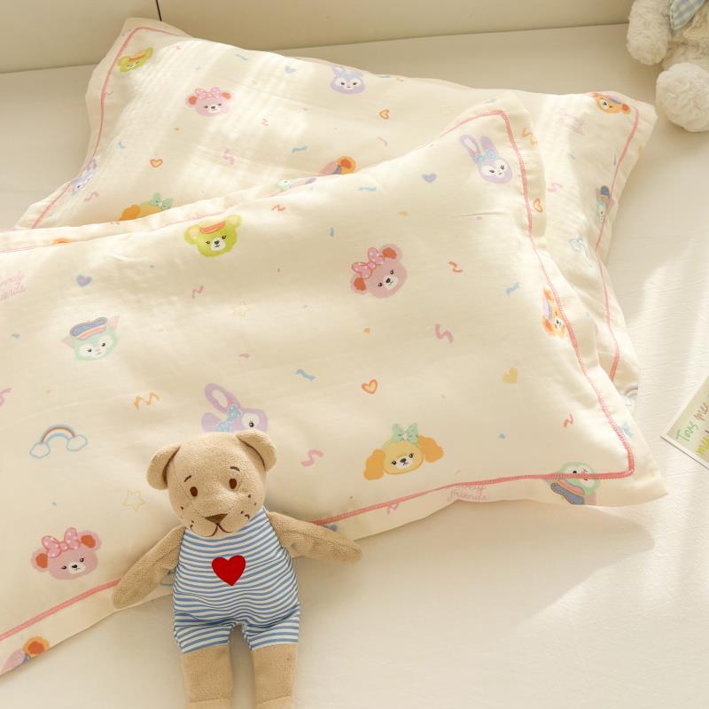 A类全棉双层纱儿童枕套婴幼儿幼儿园专用纯棉枕头套30X50cm35X55