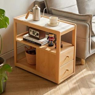 万般宜MF带轮可移动边几实木沙发侧边柜小茶几方桌茶台迷你方形茶
