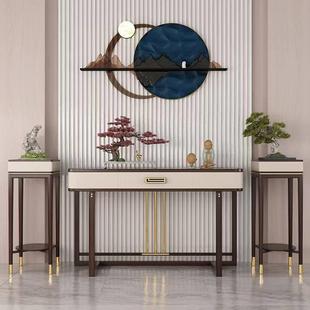 现代轻奢玄关柜乌金木全实木玄关桌进门入户新中式靠墙条案端景台