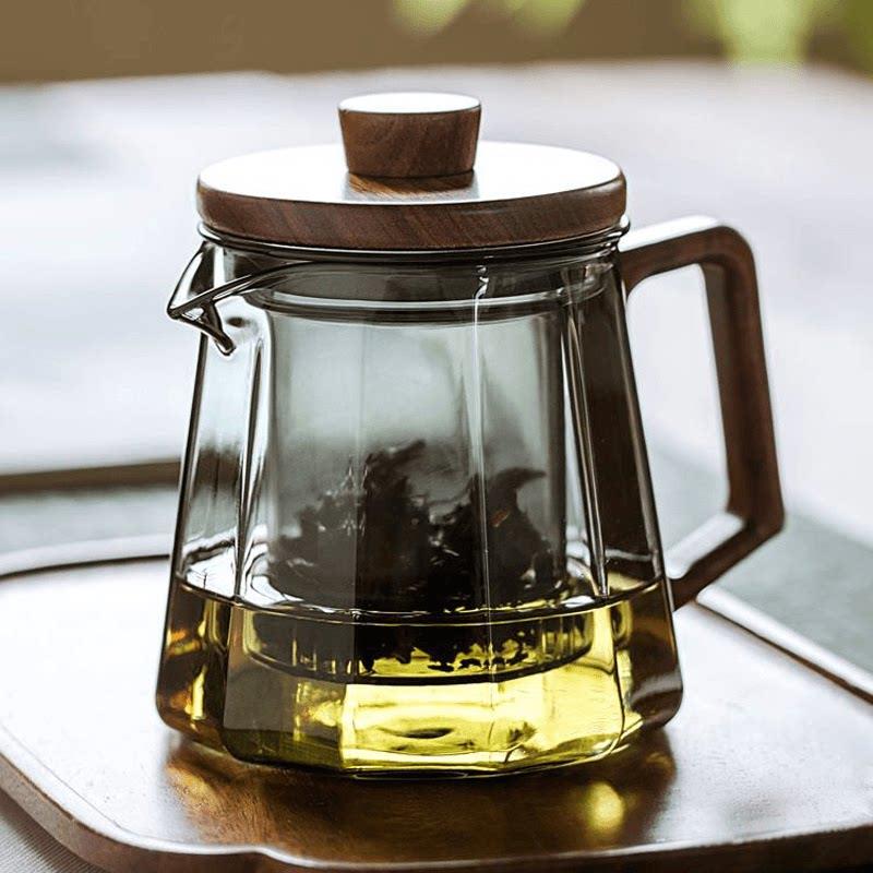 高硼硅玻璃茶壶家用木把泡茶壶过滤冲茶器泡茶电陶炉煮茶带把壶