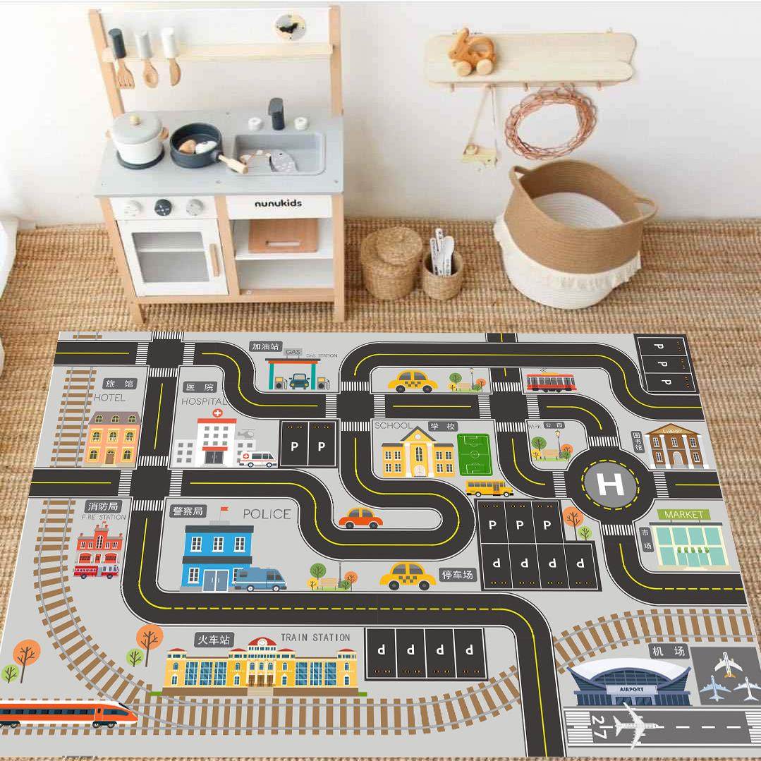 儿童房早教卡通交通游戏轨道地毯亲子汽车男孩卧室床边地垫可水洗,居家布艺,地毯,淘宝优惠券,粉丝福利购,淘宝优惠卷