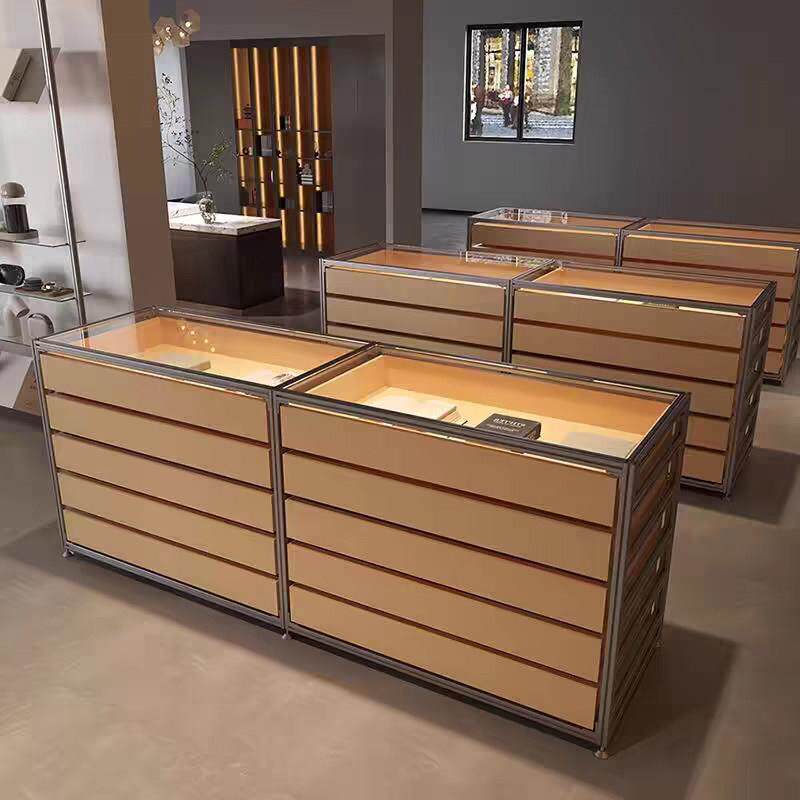 桦木海洋板中岛台展示货柜商店多层抽屉储物斗柜DIY铝挤型材料餐