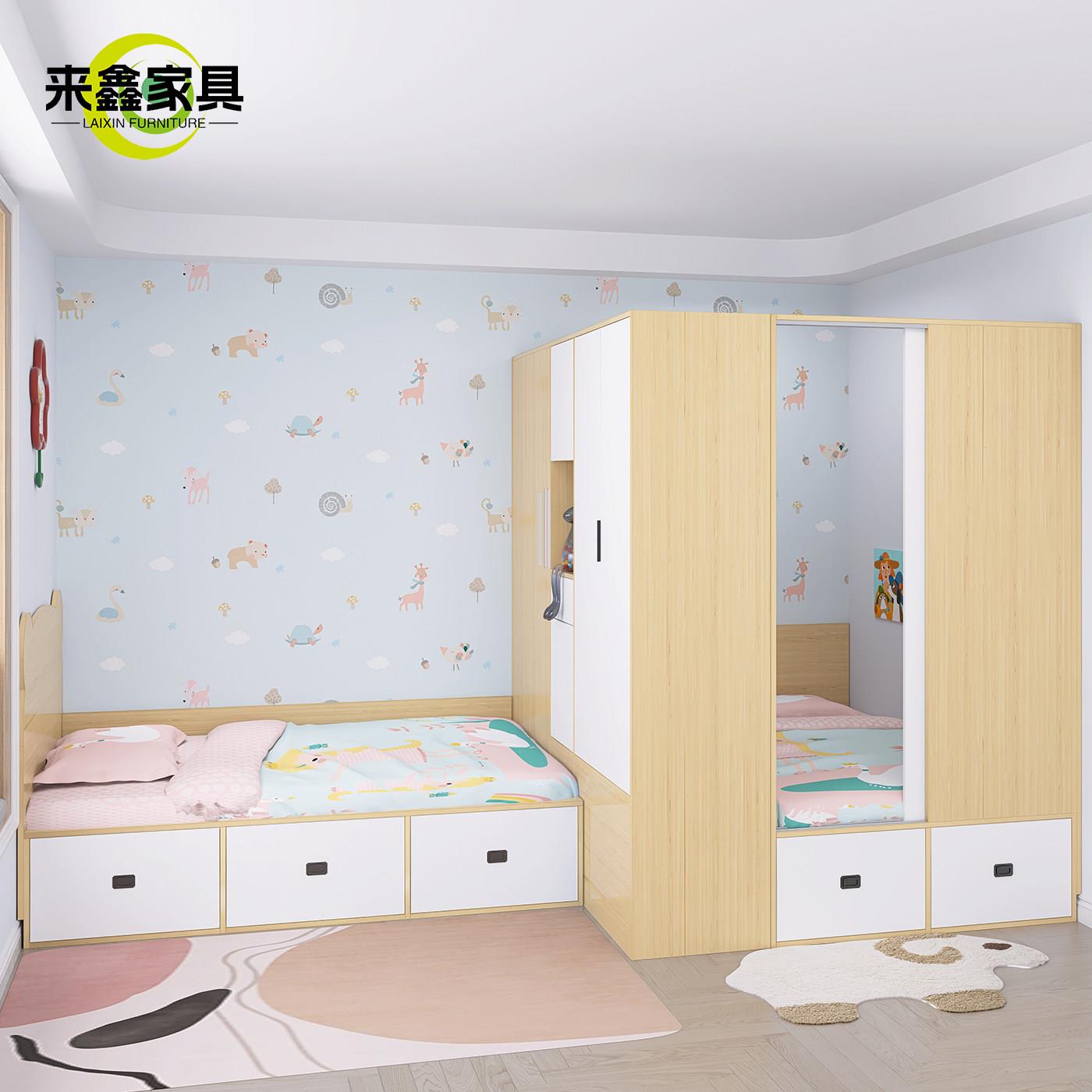 小户型双人隔断床多功能储物组合床现代简约小卧室板式床支持定制