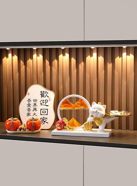 采购产品流沙画装饰品，高端客厅幸运猫装饰品，入口钥匙储存，乔