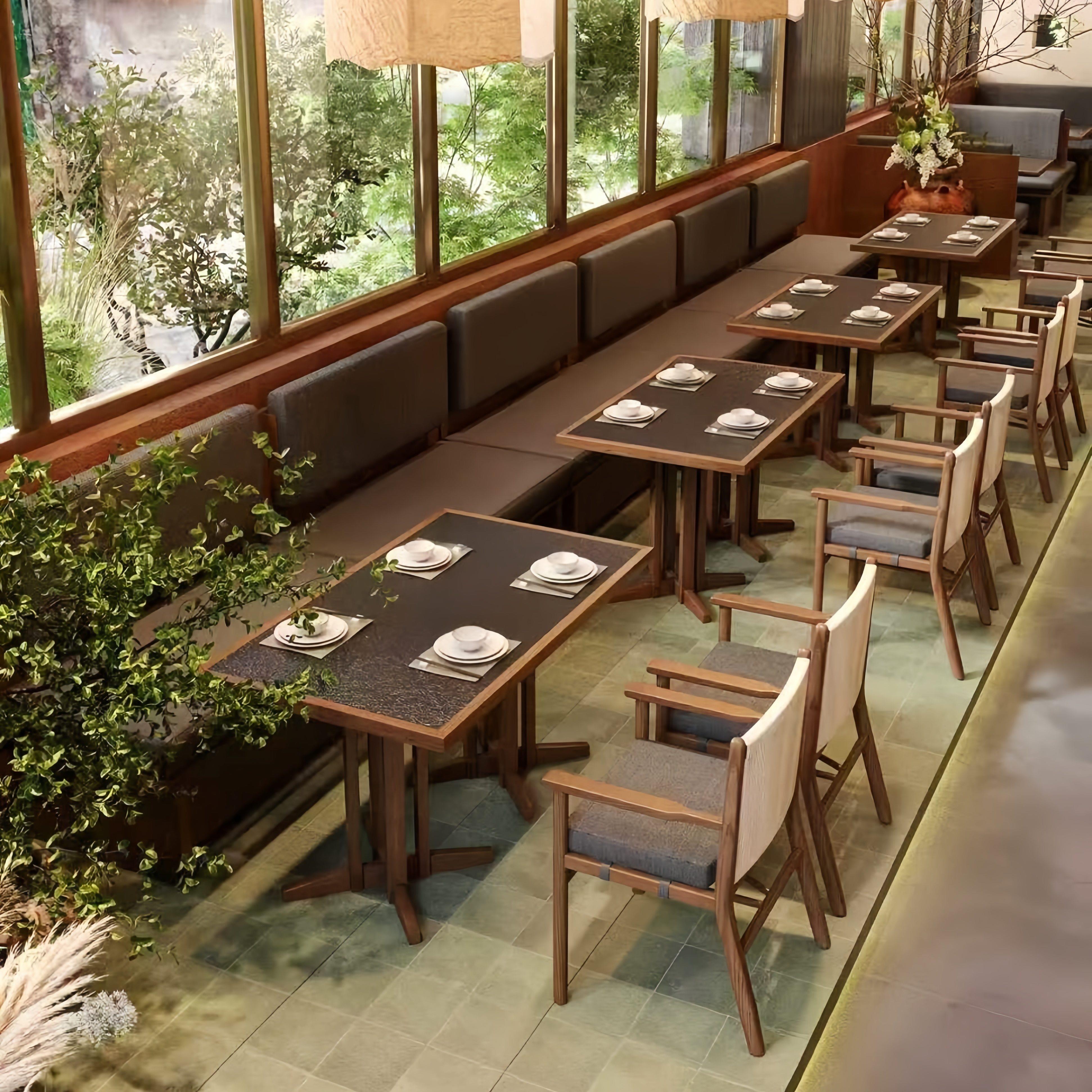 网红主题饭厅靠墙卡座西餐厅桌椅组合山野风火锅店湘菜馆卡座沙发
