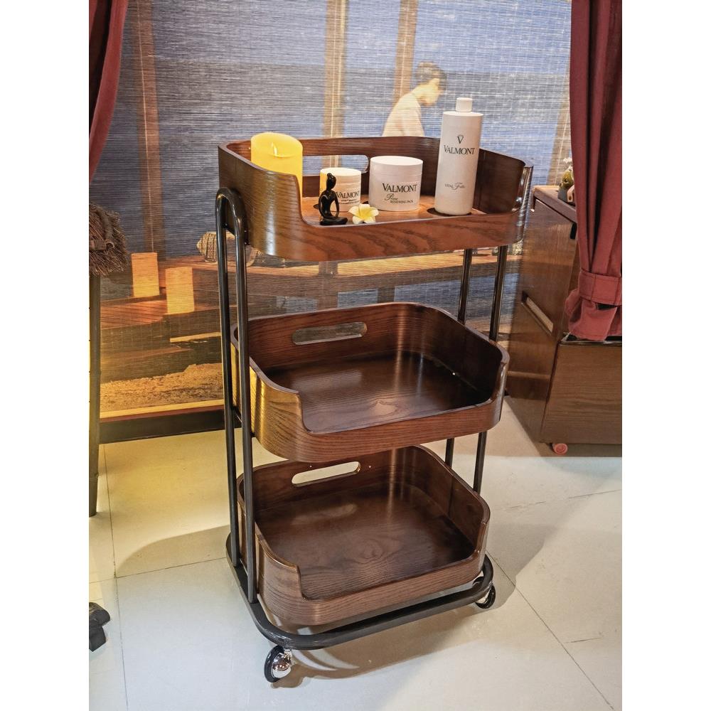 高端美容实木推车工具推车推车美甲沙龙皮肤管理专用储物架无障碍