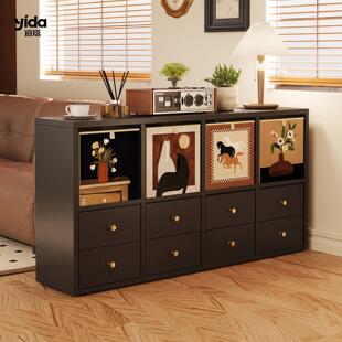 宜搭中古玄关隔断斗柜客厅门口置物收纳柜铁艺卡莱克格子柜带抽屉