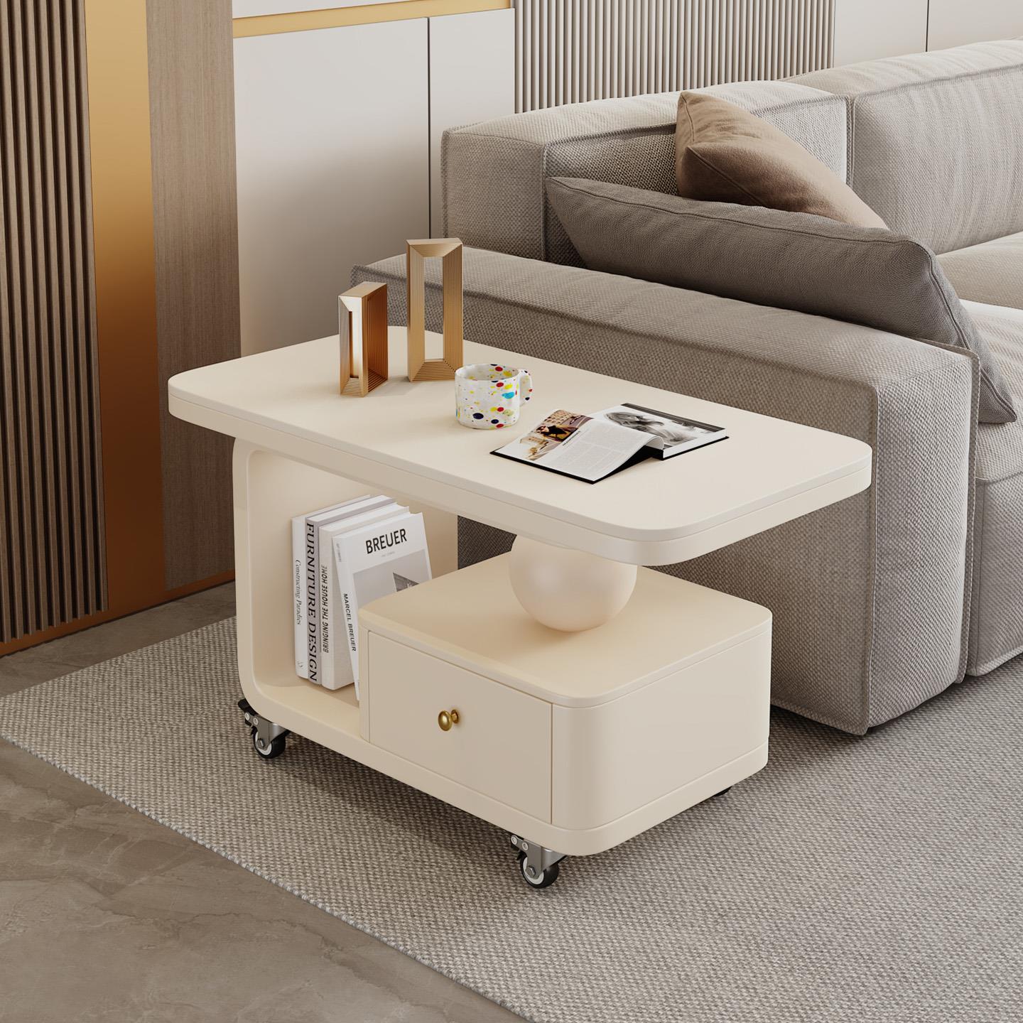 2025新款家用带轮可移动岩板茶几小推车高级感客厅沙发边几茶几桌