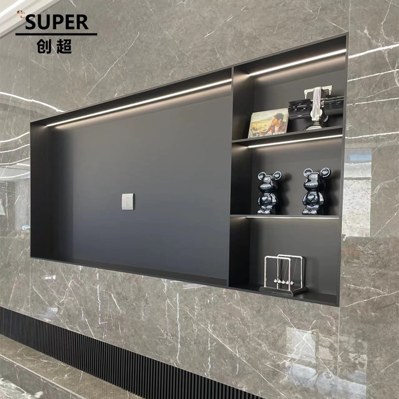 不锈钢壁龛客厅装饰墙壁r嵌入式电视柜马桶浴室置物架立柜金属定