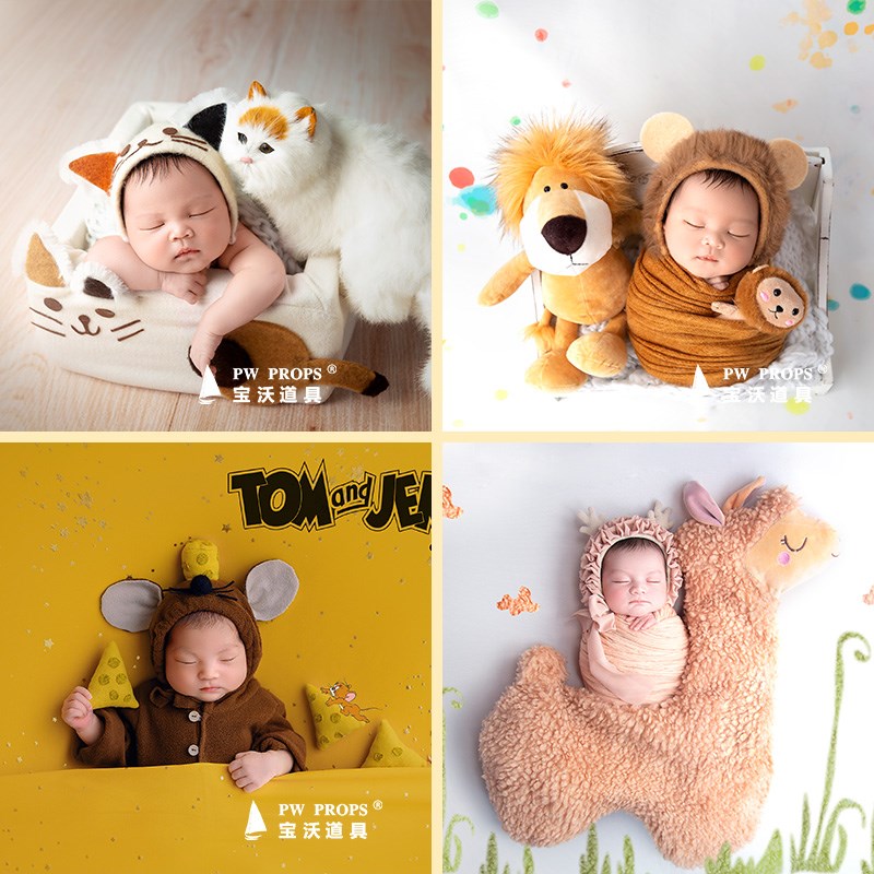 宝沃儿童摄影样片萌宠主s题拍摄道具男女宝宝新生婴儿卡通服装套