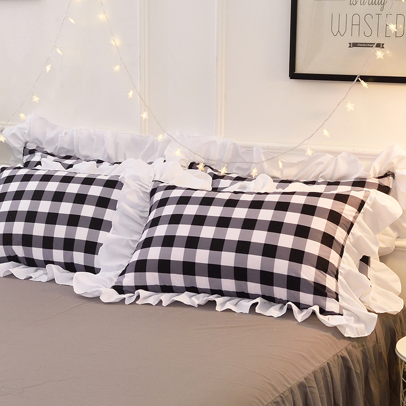 枕套单件一对装枕头套枕芯套学生枕宿J舍枕单人枕外套花边荷叶边