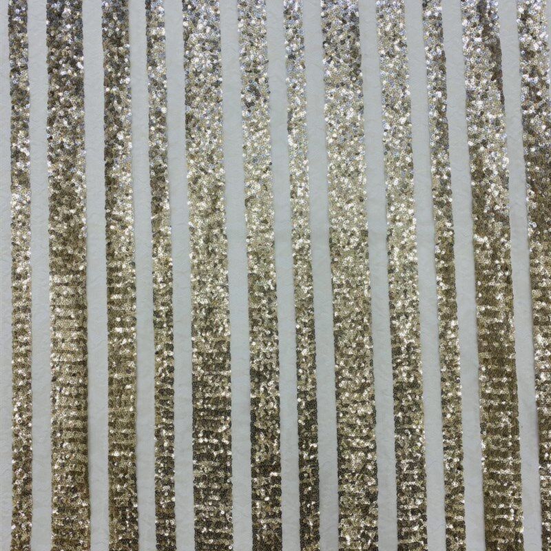 新品上架高定礼服时装亮片刺绣 暗纹蕾丝网底3mm条纹W渐变排列设