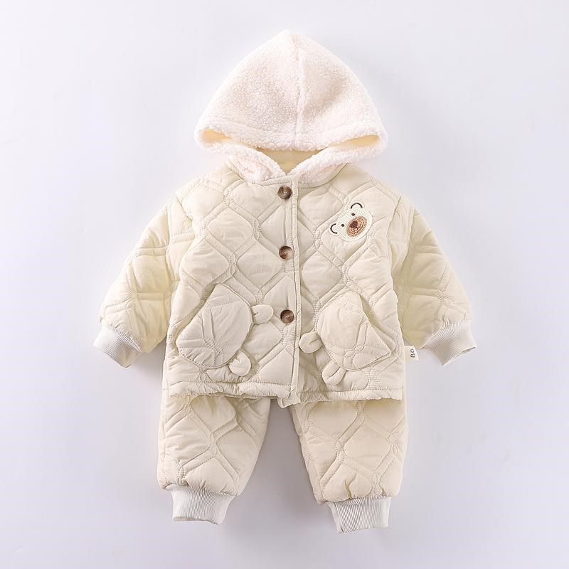 宝宝冬装加绒外套装0-1男童冬天棉服2婴儿3小童到4岁小孩加厚保暖