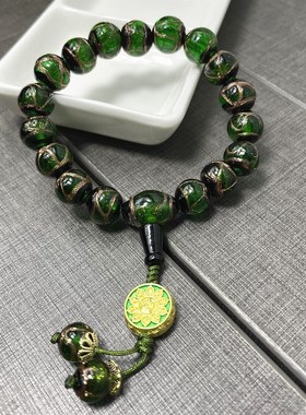 新款香灰琉璃手串五路财神宫廷定制五色混生肖红蓝黄白棕手串手链