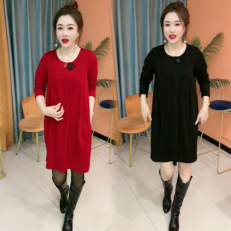 气质娃娃款连衣裙女23秋冬洋气百搭宽松显瘦中长款高级Z感打底裙