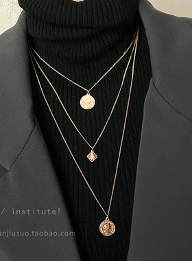 复古人像金币毛衣链2024新款爆款秋冬项链女轻奢小众长款毛衣配饰