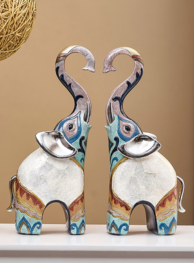 轻奢高档一对大象摆件玄关酒柜客厅招财吉祥物现代装饰品2021新款