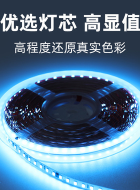 LED灯带条220V贴片自粘超薄高亮防水ILED灯条展柜线型灯条冰蓝色