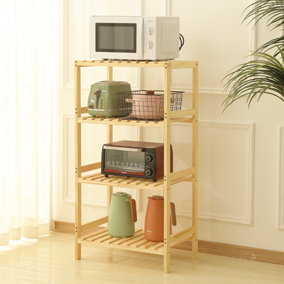 移动厨房放微波炉烤箱空气炸锅的实木架子置物Q架落地式储物架层