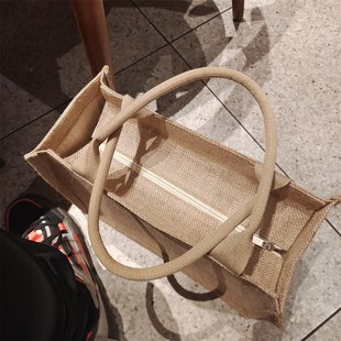 帆布包带拉链f封口上班通勤女2024新款大容量手提小个子高级感亚