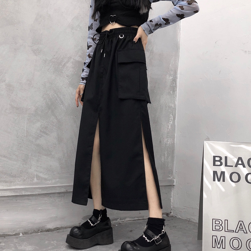 日系半身裙女2020秋冬新款高腰显瘦学生百搭中长款开叉工装a字裙|ruв категории Женская одежда, юбка - от Buy2taobao.com для оказания профессиональной услуги покупки агента Taobao