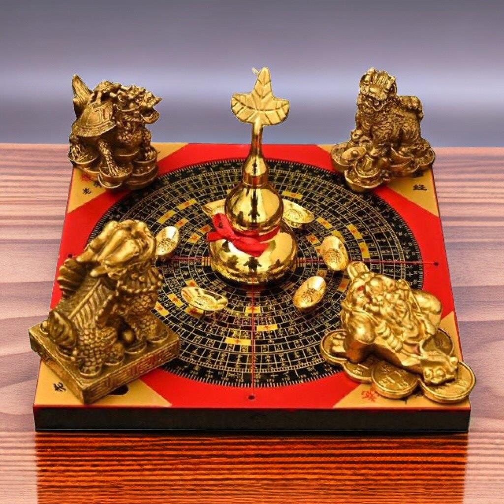 八卦聚财阵四灵兽风水化解店铺客厅招财纯铜貔貅麒麟金蟾龙龟摆件