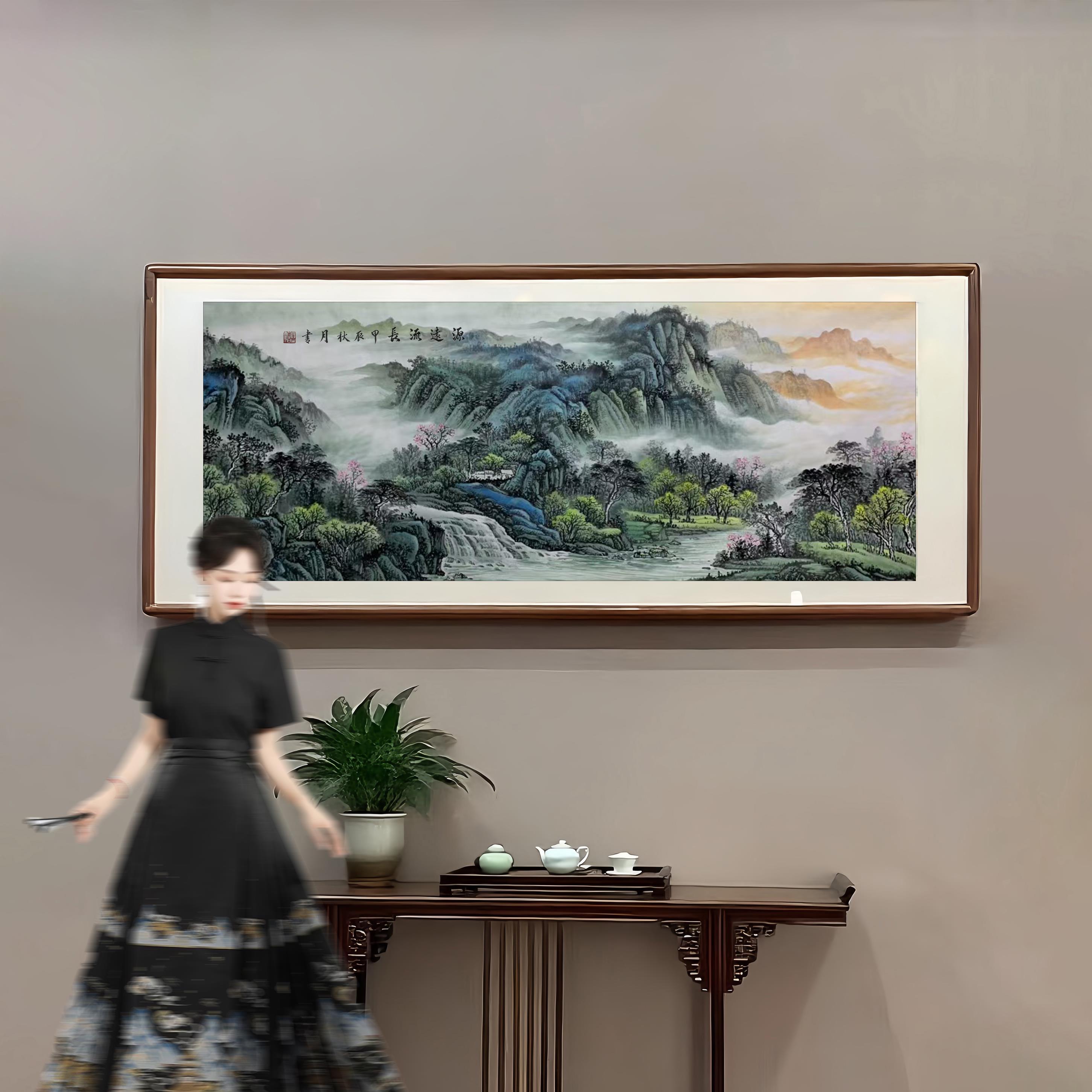 中式装饰画沙发背景墙手绘国画水墨字画山水画客厅挂画办公室
