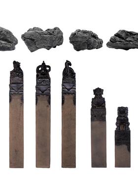 仿真新中式青龙白虎朱雀玄武麒麟方柱子立柱景观造景园林装饰摆件