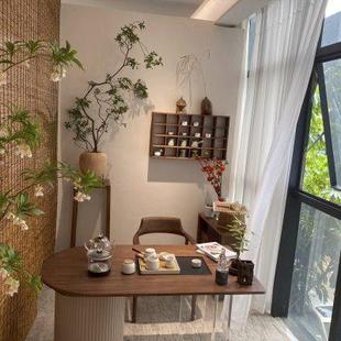 实木茶几迷你休闲家用 北美黑胡桃木阳台移动小型茶桌茶台桌新中式