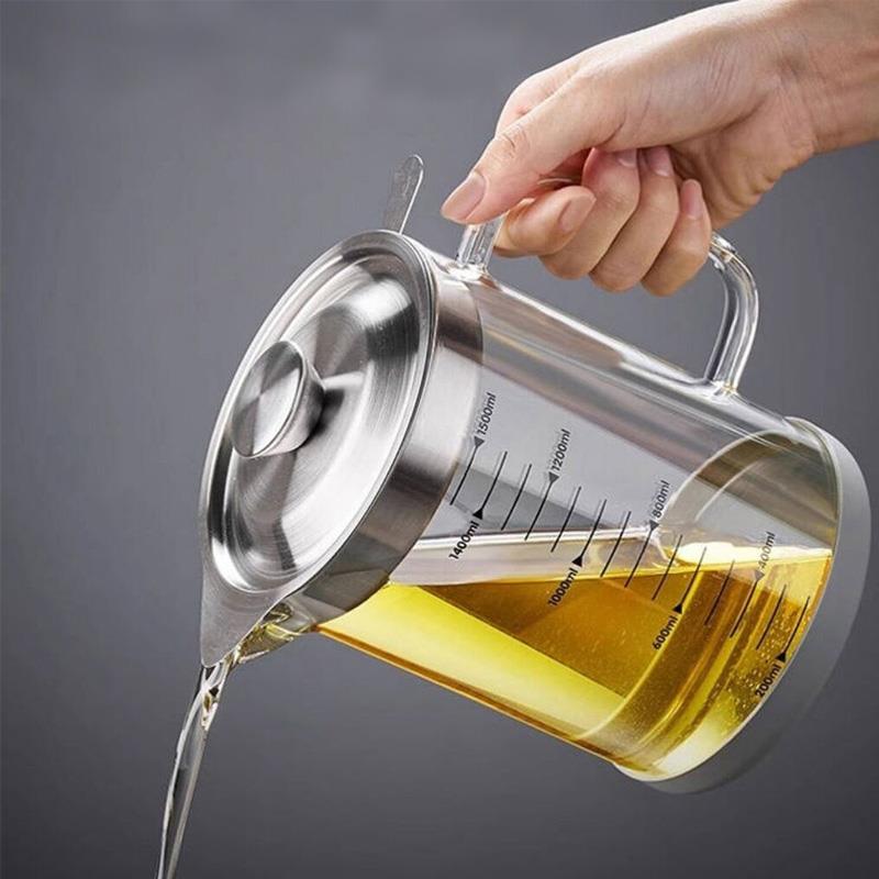 量杯大容量食品级玻璃1000ml加厚带刻度女带盖子子有过滤网家用杯