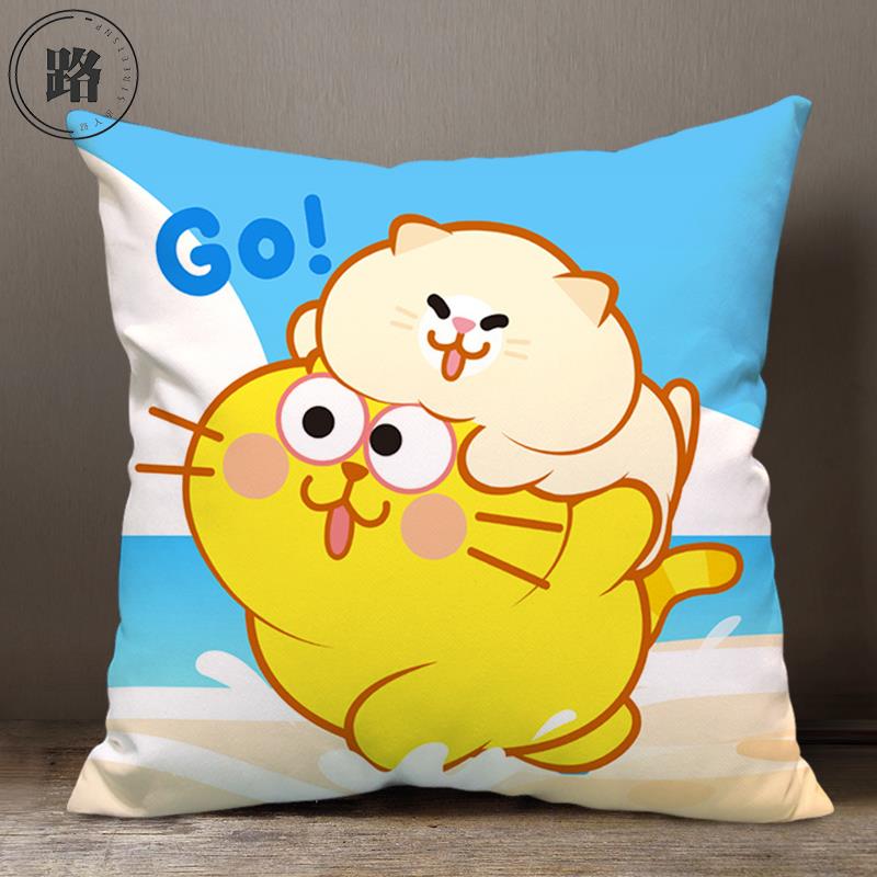 可爱表情包蛋黄猫开 心猫周边同款抱枕头来图定制午睡靠垫含枕芯