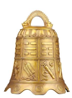 纯铜八仙法器铜钟13公分八卦纯铜铃铛12生肖六字真言室内桌面摆件