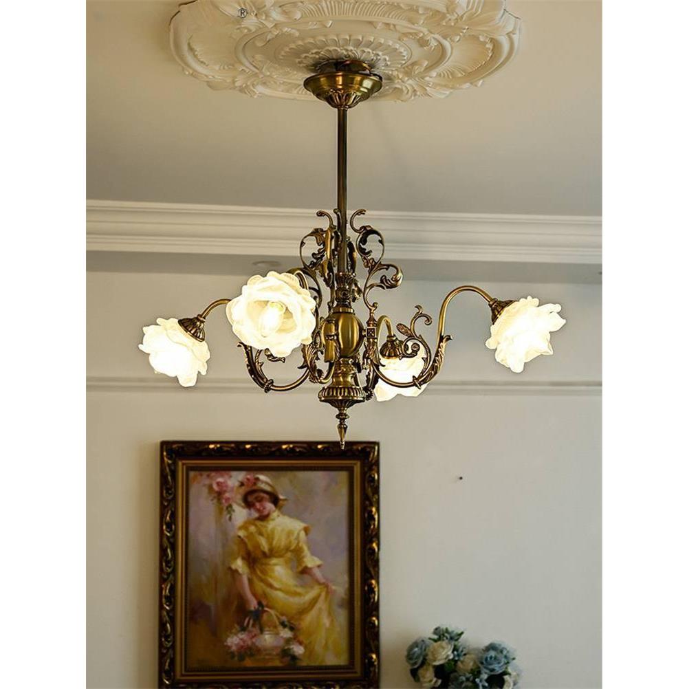 法国全铜吊灯洛可可中世纪风格餐厅吊灯覆古古典客厅卧室浪漫吊灯