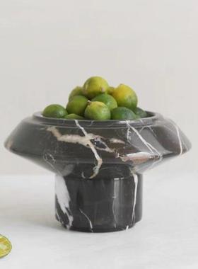 现代欧式轻奢绿色天然大理石置物水果盘小号客厅茶几玄关桌面摆件