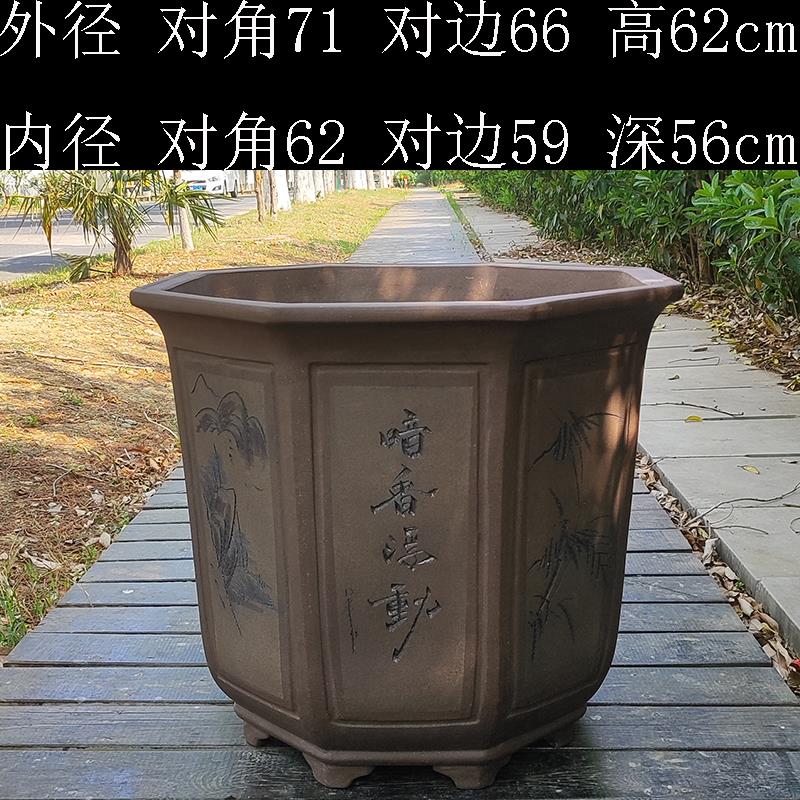 宜兴紫砂新款大口径超深八角花盆花卉盆栽种树大花盆加深款茶花盆
