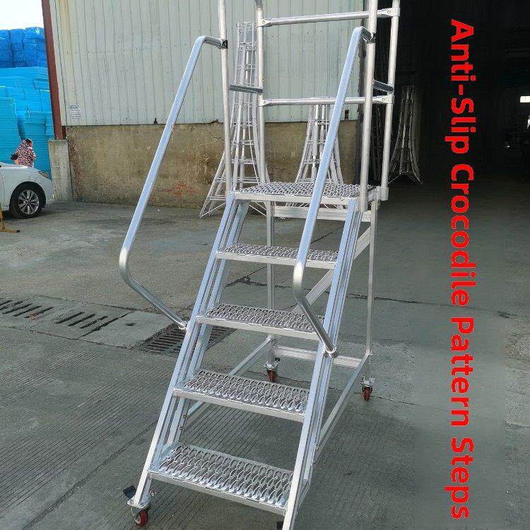 铝合金移动平台梯子超市仓库爬梯货架轮式楼梯管理仓库货架上货梯