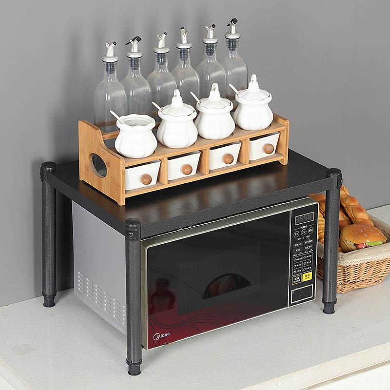 厨房微波炉置物架不锈钢台面烤箱汤锅架单层落地灶台一层升高支架