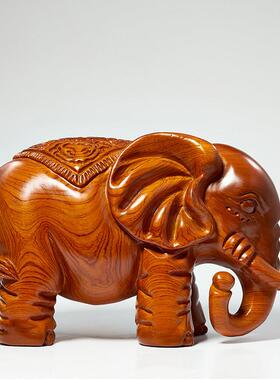 花梨实木雕刻大象摆饰一对红木制小象招财镇宅礼品家居客厅工艺礼
